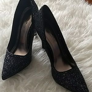 Anne Michelle, black and blue sequined heels.